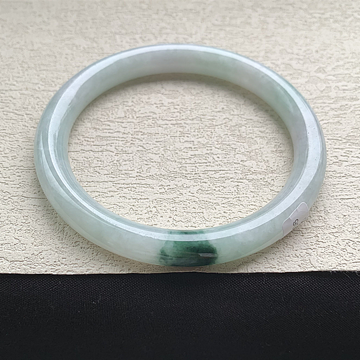 缅甸翡翠手镯圆条A货59.2MM手镯飘花玉手镯女款珠宝