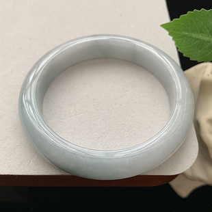 缅甸翡翠手镯A货61.8MM晴水且末蓝底色细润玉手镯女款珠宝