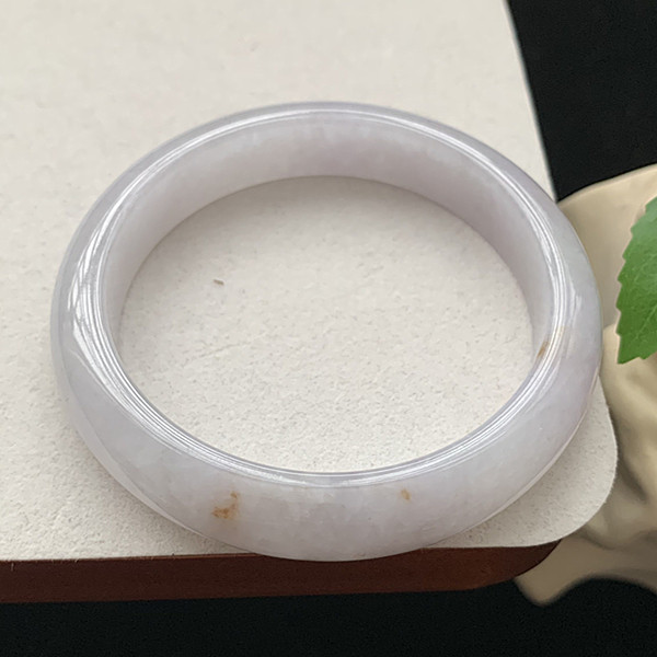 缅甸翡翠手镯A货59MM冰透浅紫色洒金细润玉手镯女款珠宝