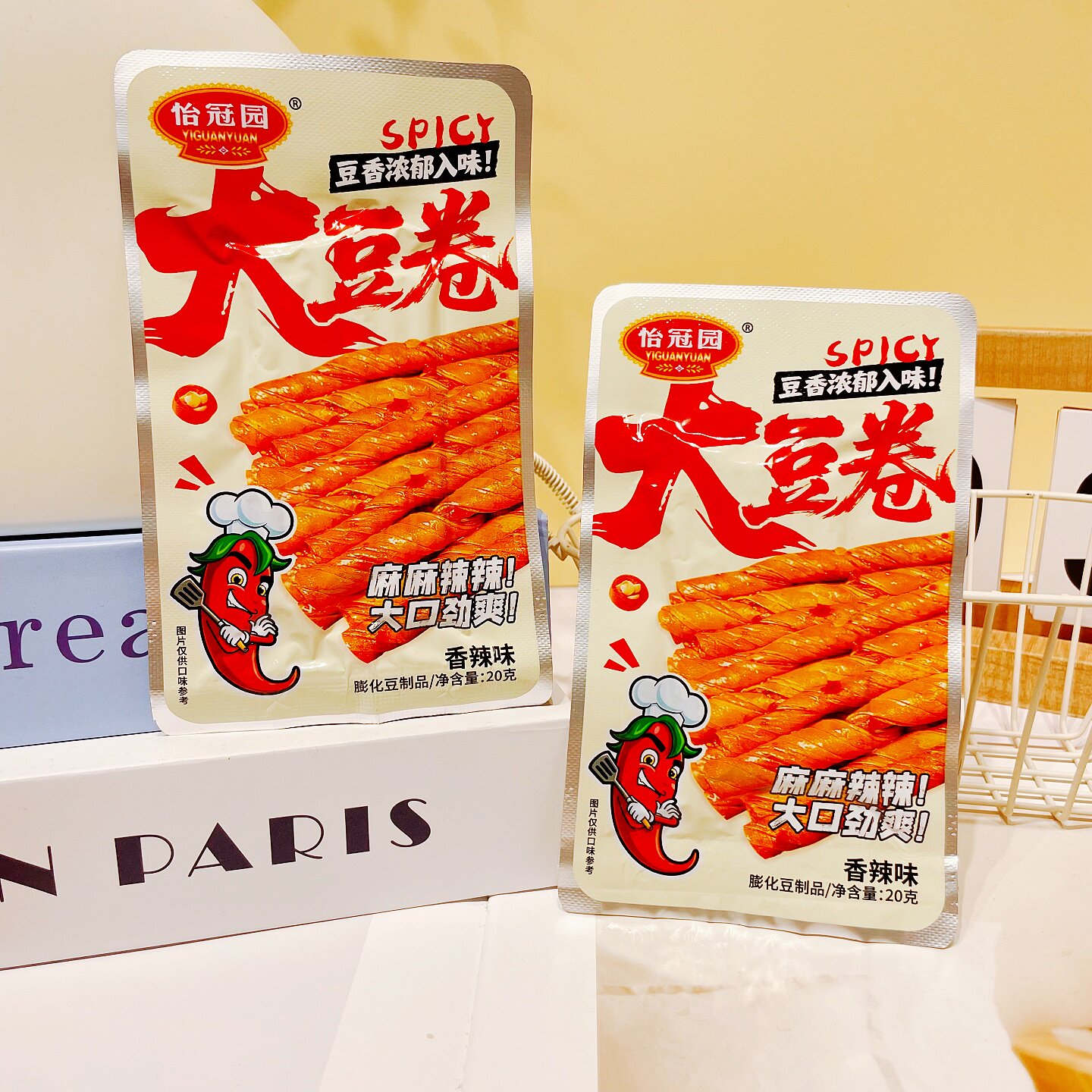 怡冠园大豆卷20g豆筋开袋即食爆辣魔芋爽网红辣条零食休闲小吃