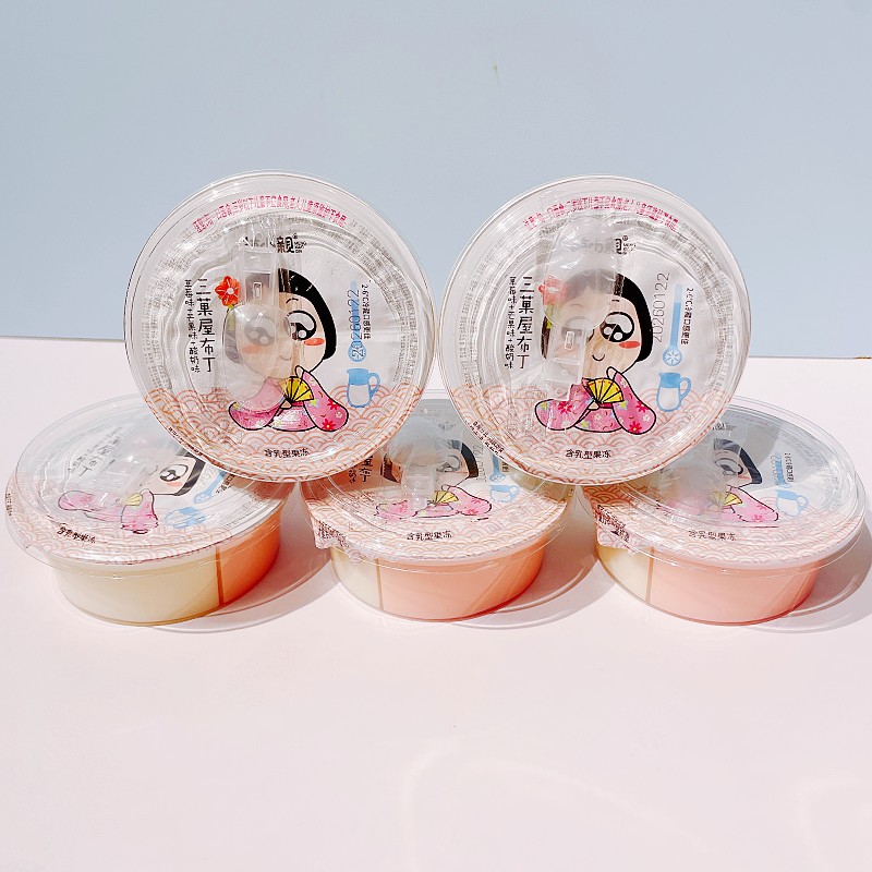 萌小親三菓屋布丁大杯装三口味含乳型果冻小朋友休闲解馋零食整箱