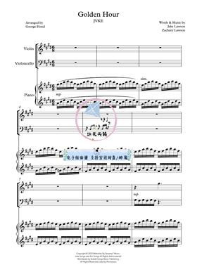 Golden Hour JVKE 小提琴大提琴钢琴 黄金时间 官方正谱 总谱分谱