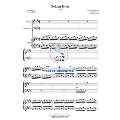 Golden Hour JVKE 小提琴大提琴钢琴 黄金时间 官方正谱 总谱分谱