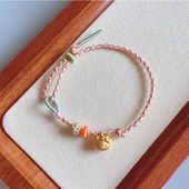 手工编织四股辫手绳半成品可穿转运珠路路通黄金饰品吊坠挂件手链