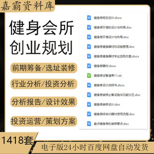 健身房创业计划书前期筹备成本预算选址装修设计市场调研投资分析