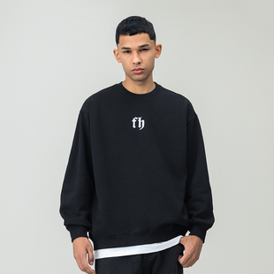 FOH 美式高街厚板字母印花圆领卫衣男春季潮牌情侣宽松休闲上衣