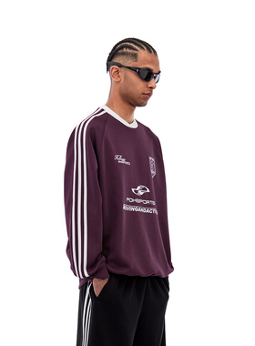 FOH 徽章织带圆领卫衣男女秋季美式国潮运动休闲情侣宽松套头上衣