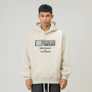 宽松美式 FOH 380g重磅字母印花加绒连帽卫衣男春季 新款 休闲帽衫
