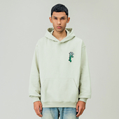 FOH 上衣 情侣宽松套头帽衫 美式 高街渐变牙刷绣字母连帽卫衣男春季