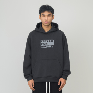 宽松情侣休闲帽衫 FOH 新款 高街植绒印花连帽卫衣男2025春季 美式