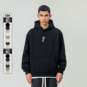 情侣宽松休闲帽衫 美式 380g重磅厚印字母连帽加绒卫衣男春季 FOH