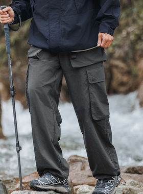 日系户外工装裤宽松大口袋裤子男 秋季直筒束脚长裤