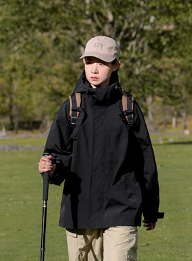 2025春季户外登山拼接连帽夹克男 防风防泼水情侣夹克上衣外套女