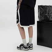 拼接织带运动短裤 女夏季 新款 美式 宽松抽绳休闲五分裤