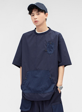 男生夏季短袖T恤轻户外机能工装T恤日系男女同款