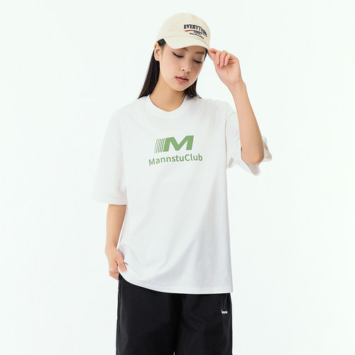 夏季潮流中性百搭基础纯棉落肩袖短袖休闲宽松上衣