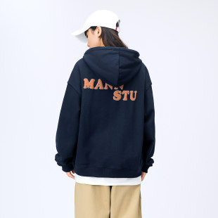 复古宽松帽衫 日系情侣装 外套男 春季 印花连帽卫衣女