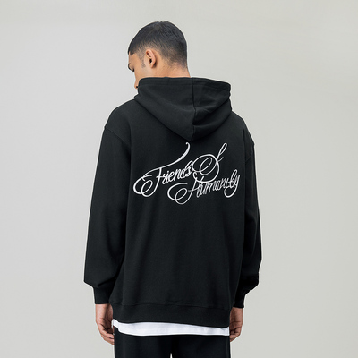 美式高街刺绣字母连帽卫衣男