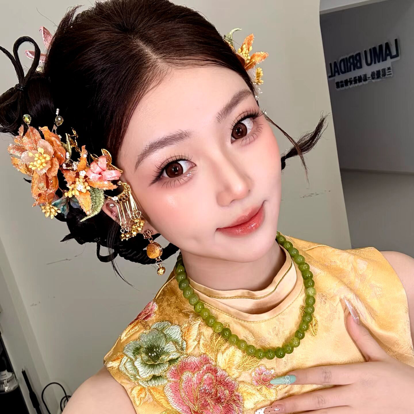新中式龙凤新娘仿真花头饰										