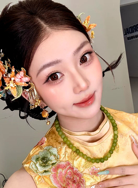 新中式龙凤新娘仿真花头饰