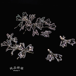 新娘超仙滴胶头饰对夹套装韩式甜美发饰婚纱晚礼服晨袍减龄配饰品