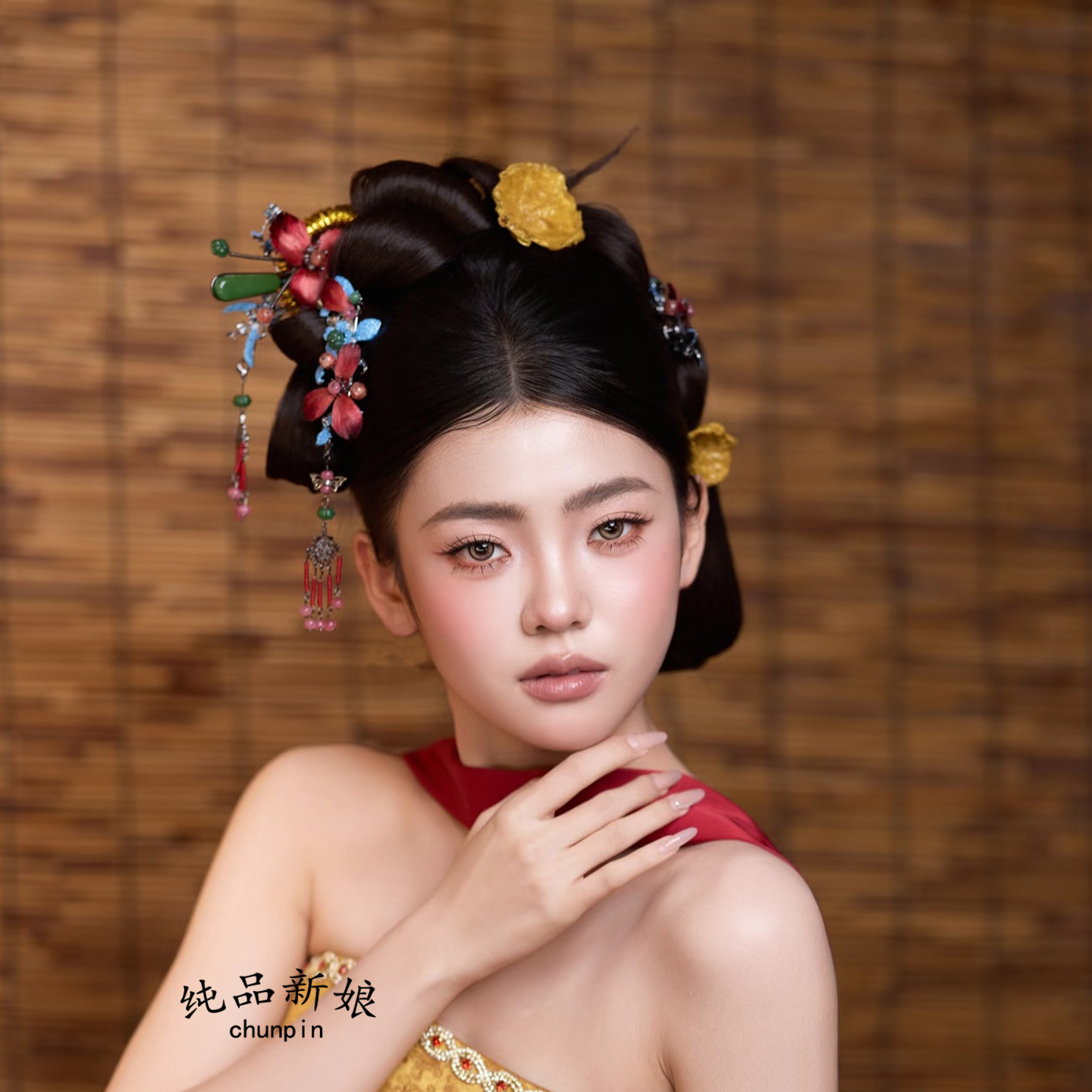 新中式新娘头饰小众个性掐丝发簪发饰秀禾服晨袍晚礼服样片配饰品