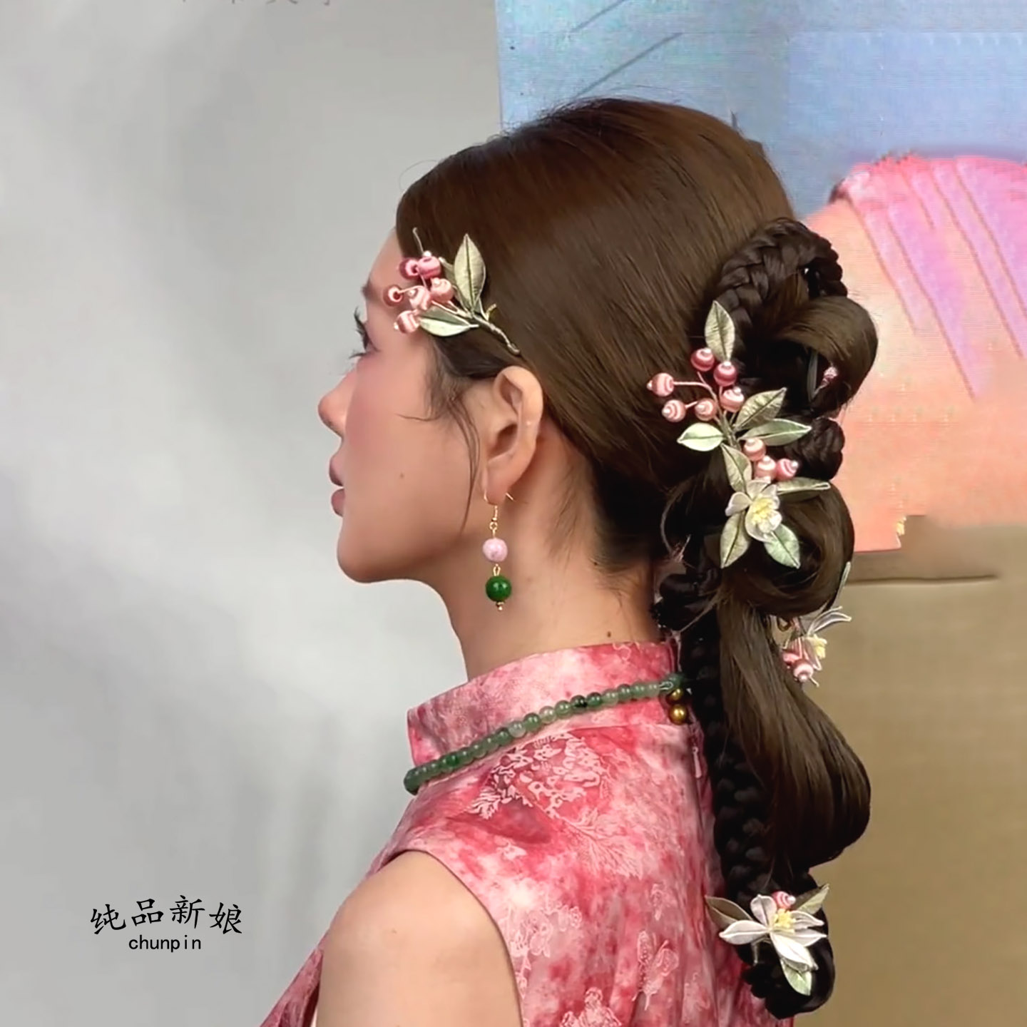 纯品新娘新中式国风缠花头饰高级感簪花发饰旗袍晨袍秀禾服配饰品