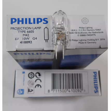 PHILIPS飞利浦卤素灯泡6605 6V10W G4横丝2000小时分光光度计722S
