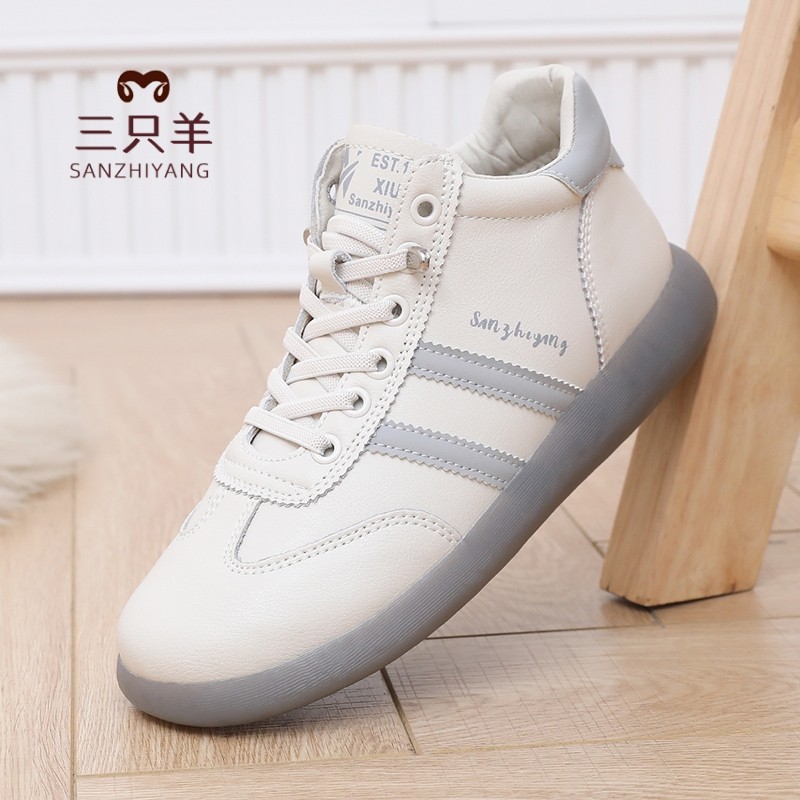 三只羊秋冬高帮休闲一脚蹬妈妈鞋