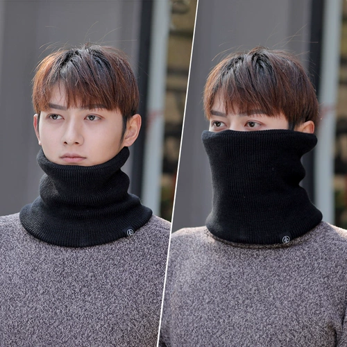 Мужской зимний утепленный шарф, удерживающий тепло шерстяной ветрозащитный шарф-платок, в корейском стиле, с защитой шеи