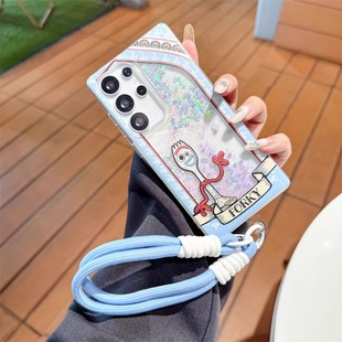 防摔S23ultra保护套GalaxyS22U软边硬壳 卡通叉叉S24 蓝流沙唐老鸭 挂绳适用三星s25ultra透明手机壳S24新款