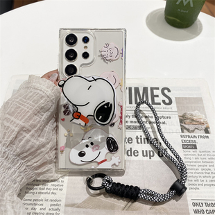 适用三星s25ultra手机壳s24ultra新款s23查理史努比25plus透明磁吸保护套s22+女s21plus防摔手链情侣