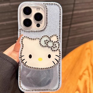 闪粉钻石kittyS25ultra手机壳s24ultra保护套S23ultra防摔全包镜S24plus支架S23plus软壳情侣款 适用三星新款