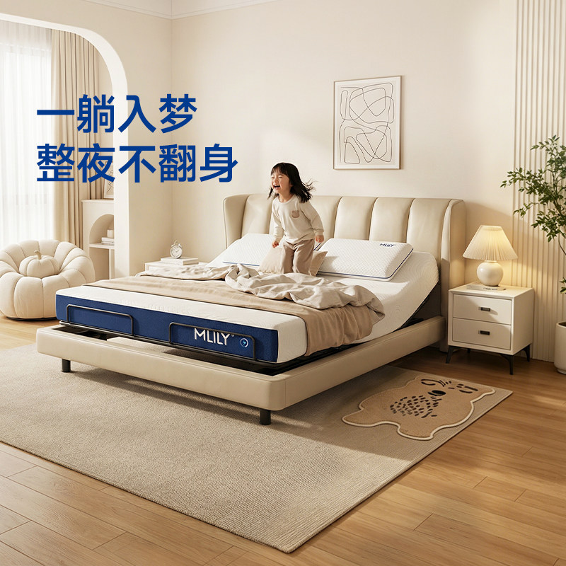梦百合真皮实木电动智能床图片