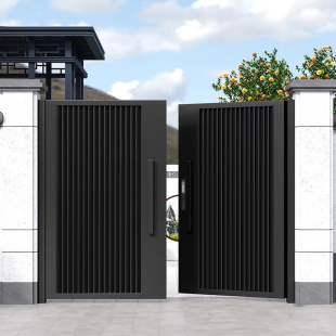 铝合金庭院大门双开门铝合金铝艺大门新中式别墅小院子门电动大门