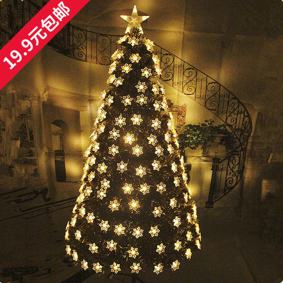 圣诞节装饰品1.5 1.8 2.1米led闪光发光雪花片金叶七彩光纤圣诞树