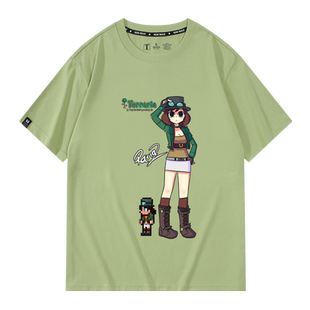 泰拉瑞亚周边联名沙盒游戏护士像素图案纯棉短袖T恤男女装衣服夏
