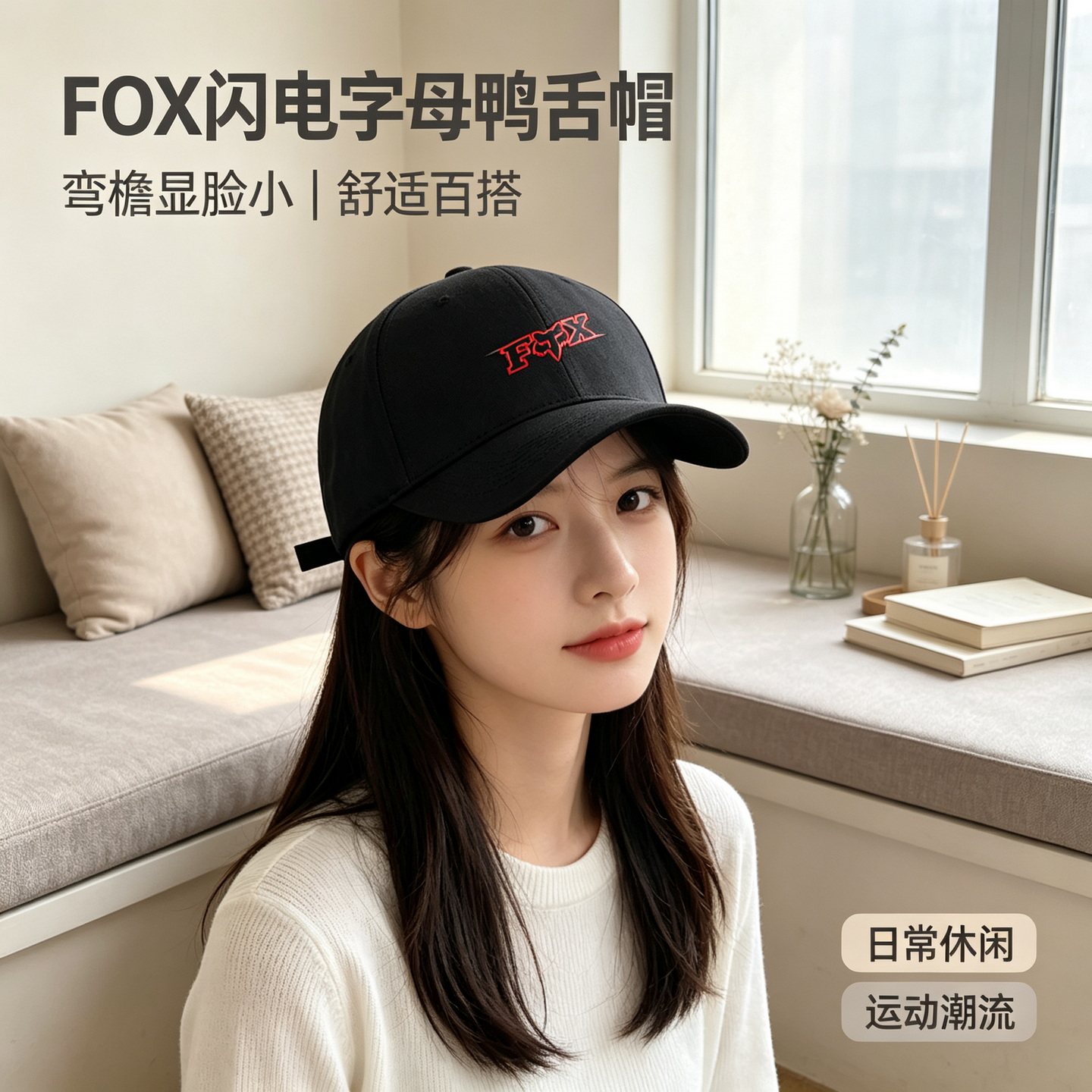 越野摩托FOX山地车极限运动狐狸头男女学生遮阳防晒鸭舌帽棒球帽