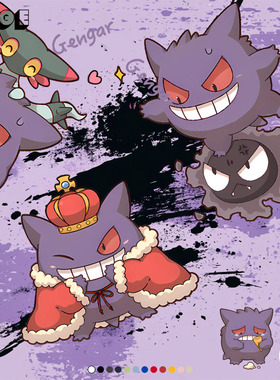 耿鬼Gengar精灵宝可梦日系神奇宝贝动漫Q版卡通短袖T恤纯棉衣服夏