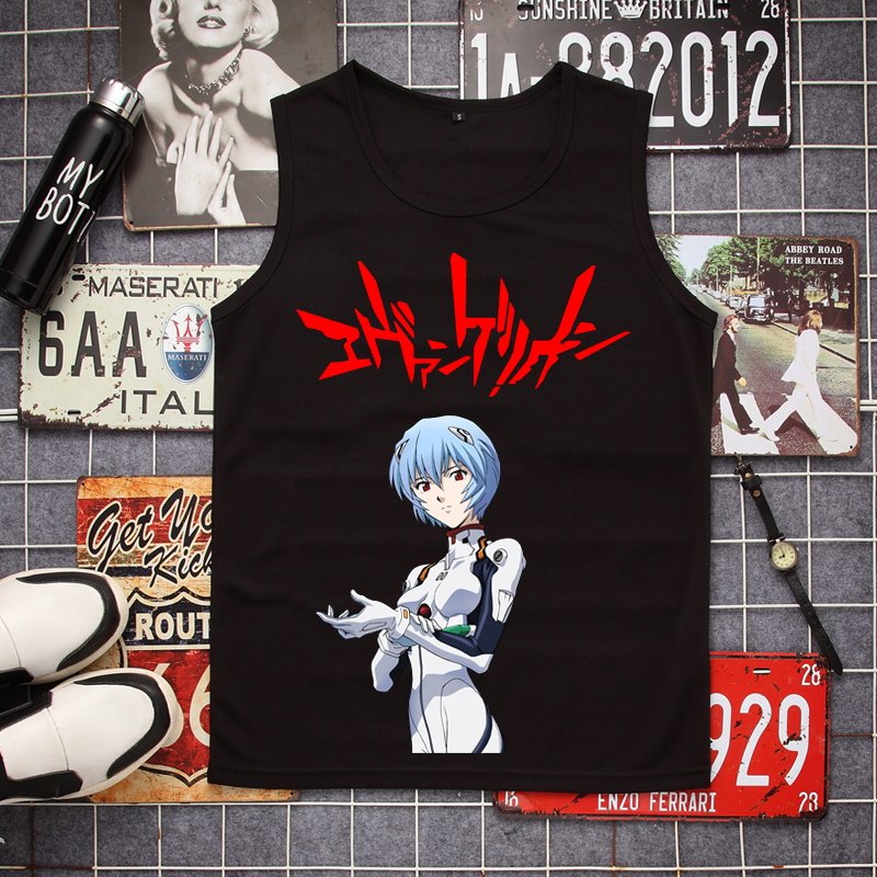 动漫萌娘eva新世纪福音战士绫波丽明日香真理真嗣薰男生无袖背心