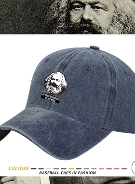 纪念马克思列宁做旧棒球帽男女遮阳鸭舌帽情侣水洗复古帽子情侣款