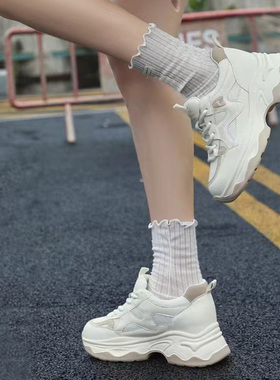 芭笛尔2025秋季新款休闲鞋女系带厚底增高老爹鞋百搭运动鞋69209