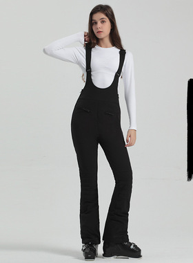 Gsou Snow女士背带滑雪裤弹力修身防水保暖户外单双板滑雪服套装