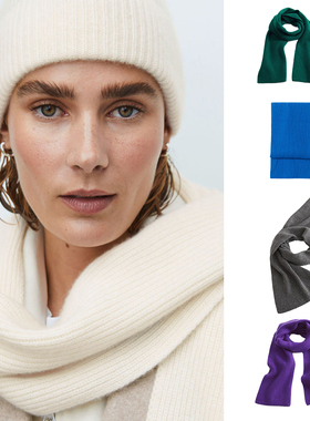 other stories经典罗纹款中性100%山羊绒针织围巾2025年秋冬新款