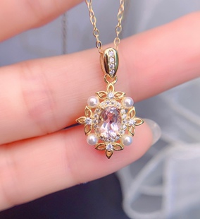 日韩时尚 吊坠托镶摩根石 7mm新款 s925银饰吊坠空托椭圆形5