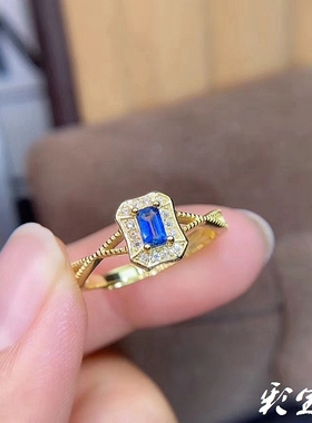 银饰戒指空托长方形文艺代镶嵌