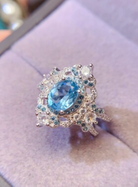 925银饰戒指空托椭圆6*8mm时尚百搭戒托托女活口戒托