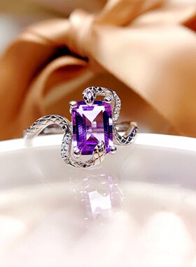 精工925银镀18K金蛇戒女款 长方6*8/5*7个性时尚DIY手工代镶嵌