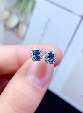 S925银镀金耳钉空托女精致小围锆