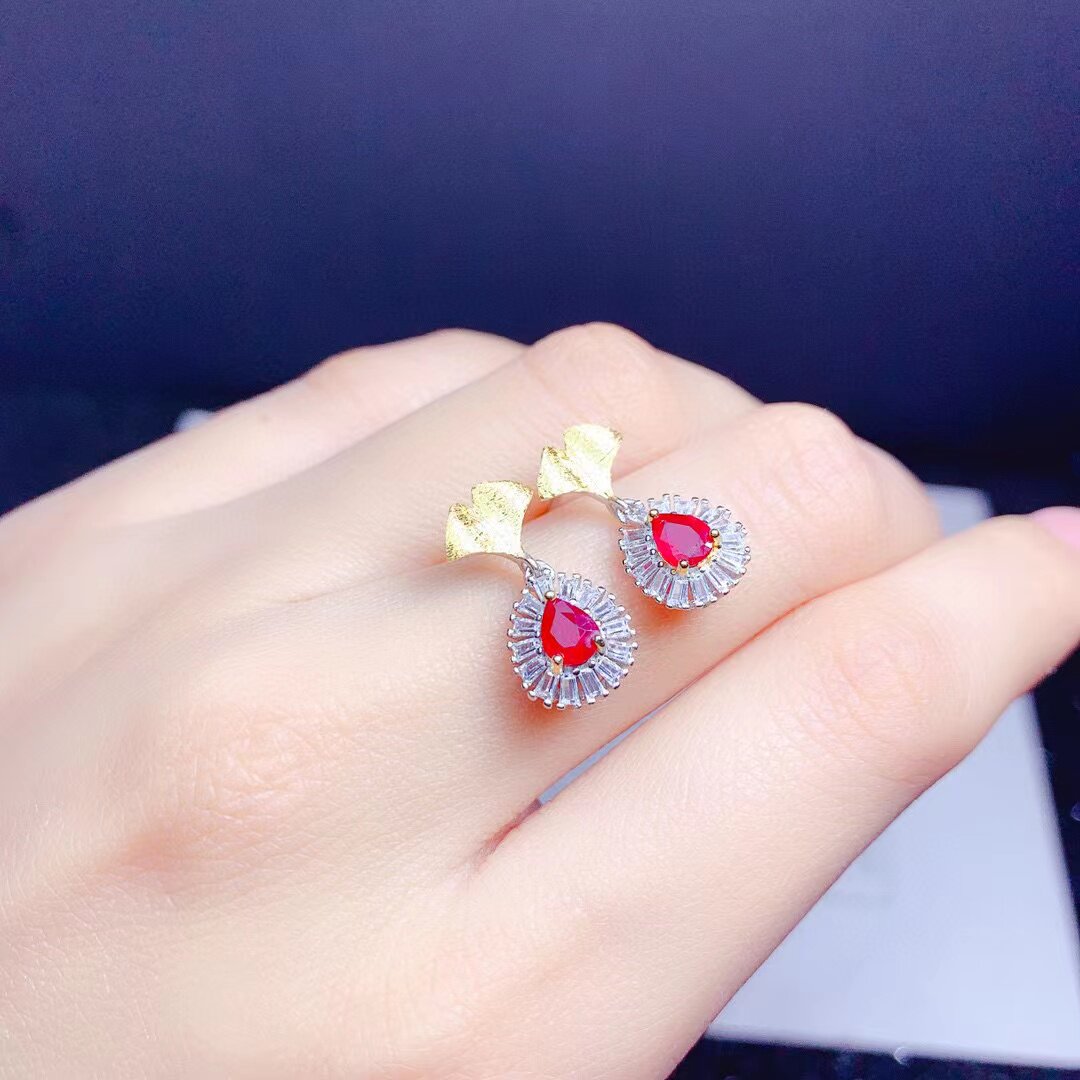时尚百搭耳钉镶嵌空托水滴4*5mm s925银镀18K金 diy手工代镶嵌
